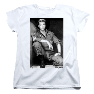 White women's t-shirt with Top Gun Fresh Ice graphic