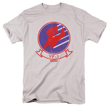 Silver men's regular fit t-shirt with Top Gun Vf1 Sigil graphic