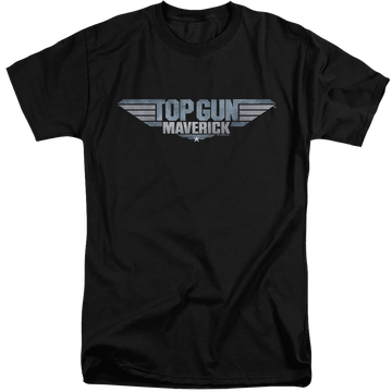 Black men's tall fit t-shirt with Top Gun Maverick Logo graphic