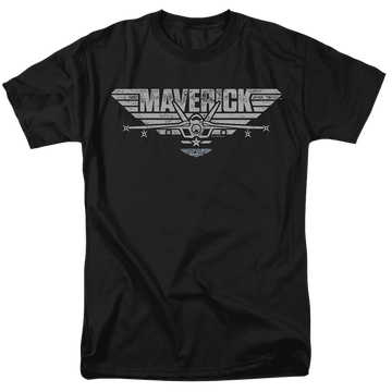 Black men's regular fit t-shirt with Top Gun Maverick Plane Logo graphic