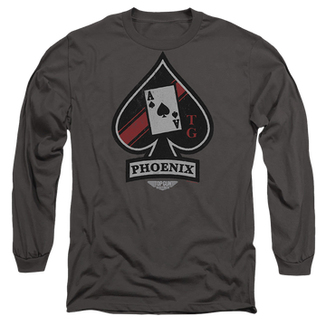 Charcoal men's long sleeve t-shirt with Top Gun Maverick Phoenix Call Sign graphic