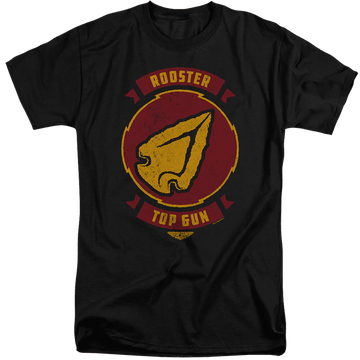 Black men's tall fit t-shirt with Top Gun Maverick Rooster Call Sign graphic