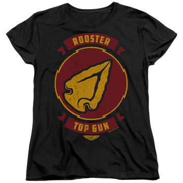 Black women's t-shirt with Top Gun Maverick Rooster Call Sign graphic
