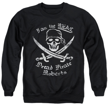 Black men's crewneck sweatshirt with The Princess Bride The Real Dpr graphic