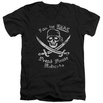 Black men's v-neck t-shirt with The Princess Bride The Real Dpr graphic