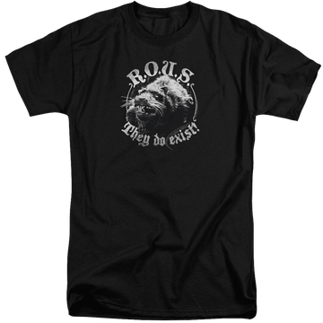 Black men's tall fit t-shirt with The Princess Bride They Do Exist graphic