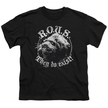 Black youth t-shirt for ages 8 to 12 with The Princess Bride They Do Exist graphic