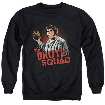 Black men's crewneck sweatshirt with The Princess Bride Brute Squad graphic