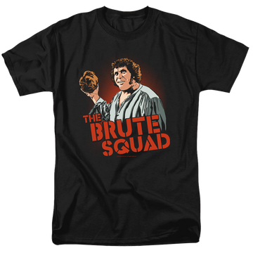 Black men's regular fit t-shirt with The Princess Bride Brute Squad graphic
