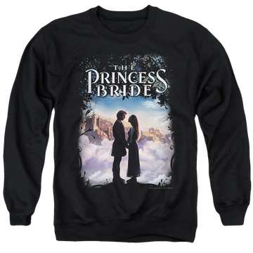 Black men's crewneck sweatshirt with The Princess Bride Storybook Love graphic