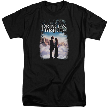 Black men's tall fit t-shirt with The Princess Bride Storybook Love graphic