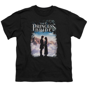Black youth t-shirt for ages 8 to 12 with The Princess Bride Storybook Love graphic