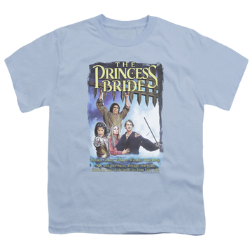 Light blue youth t-shirt for ages 8 to 12 with The Princess Bride Alt Poster graphic