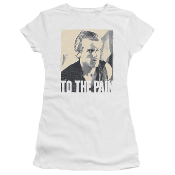 White juniors t-shirt with The Princess Bride To The Pain graphic