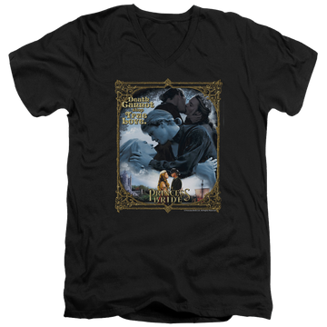 Black men's v-neck t-shirt with The Princess Bride Timeless graphic
