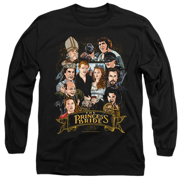 Black men's long sleeve t-shirt with The Princess Bride Players graphic