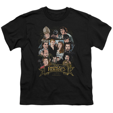 Black youth t-shirt for ages 8 to 12 with The Princess Bride Players graphic