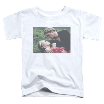 White kid's t-shirt for ages 4 to 7 with The Princess Bride As You Wish graphic