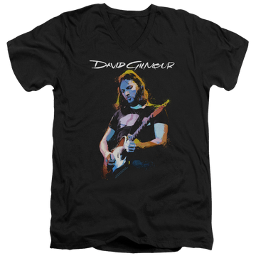 Black men's v-neck t-shirt with David Gilmour Guitar Gilmour graphic