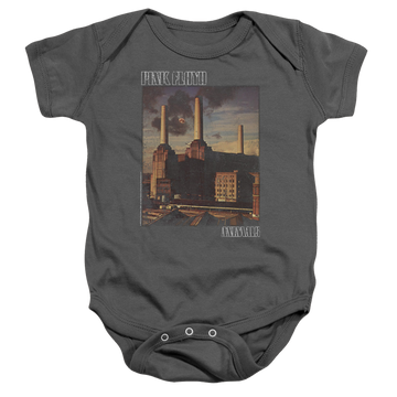 Charcoal baby bodysuit with Pink Floyd Faded Animals graphic