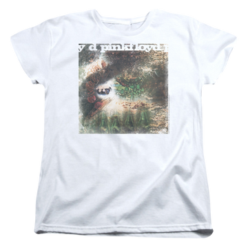 White women's t-shirt with Pink Floyd Saucerful Of Secrets graphic