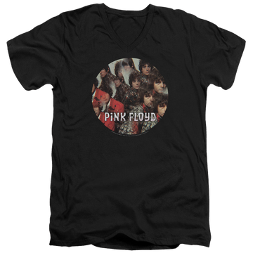 Black men's v-neck t-shirt with Pink Floyd Piper graphic