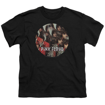 Black youth t-shirt for ages 8 to 12 with Pink Floyd Piper graphic