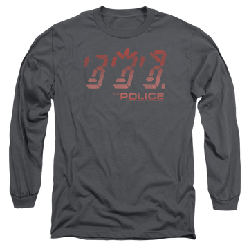 Charcoal men's long sleeve t-shirt with The Police Ghost In The Machine graphic