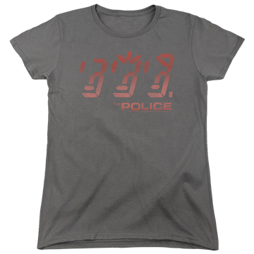 Charcoal women's t-shirt with The Police Ghost In The Machine graphic
