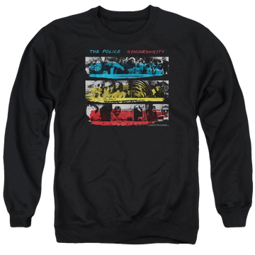 Black men's crewneck sweatshirt with The Police Synchronicity graphic