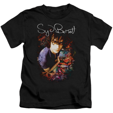 Black kid's t-shirt for ages 4 to 7 with Syd Barrett Madcap Syd graphic