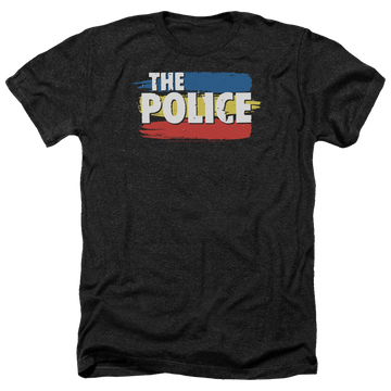 Charcoal men's heather t-shirt with The Police Three Stripes Logo graphic