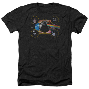 Charcoal men's heather t-shirt with Pink Floyd Dark Side Heads graphic