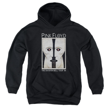 Black youth hoodie for ages 8 to 12 with Pink Floyd The Division Bell graphic