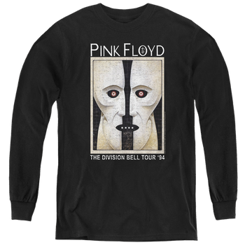 Black youth long sleeve t-shirt with Pink Floyd The Division Bell graphic