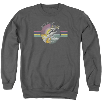 Charcoal men's crewneck sweatshirt with Pink Floyd Welcome To The Machine graphic