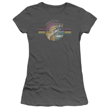 Charcoal juniors t-shirt with Pink Floyd Welcome To The Machine graphic