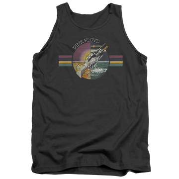 Charcoal men's tank with Pink Floyd Welcome To The Machine graphic