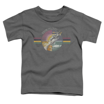 Charcoal toddler t-shirt with Pink Floyd Welcome To The Machine graphic