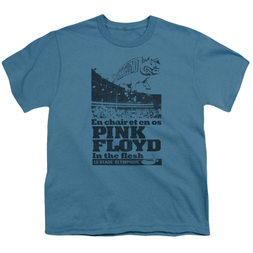 Slate youth t-shirt for ages 8 to 12 with Pink Floyd In The Flesh graphic