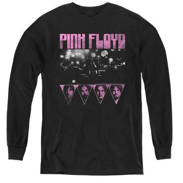Black youth long sleeve t-shirt with Pink Floyd Pink Four graphic