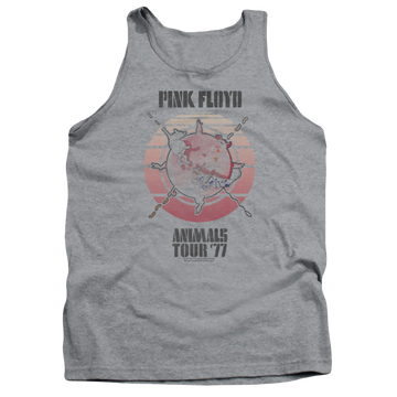 Athletic heather men's tank with Pink Floyd Animals Tour 77 graphic