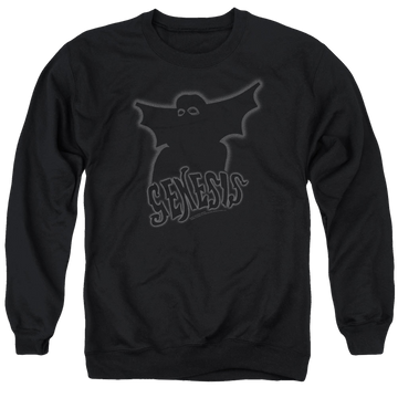 Black men's crewneck sweatshirt with Genesis Watcher Of The Skies graphic