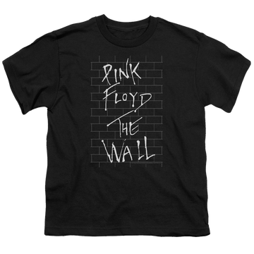 Black youth t-shirt for ages 8 to 12 with Roger Waters The Wall 2 graphic