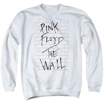 White men's crewneck sweatshirt with Roger Waters The Wall 2 graphic