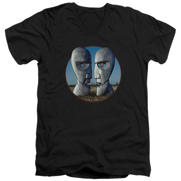 Black men's v-neck t-shirt with Pink Floyd Division Bell Cover graphic