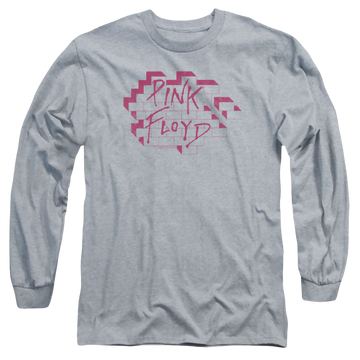 Athletic heather men's long sleeve t-shirt with Roger Waters Wall Logo graphic