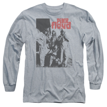 Athletic heather men's long sleeve t-shirt with Pink Floyd Point Me At The Sky graphic