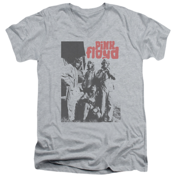 Athletic heather men's v-neck t-shirt with Pink Floyd Point Me At The Sky graphic