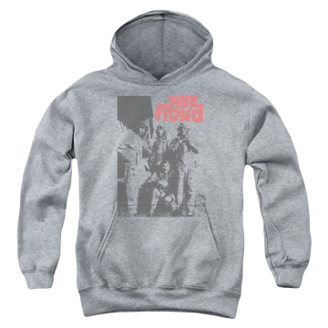 Athletic heather youth hoodie for ages 8 to 12 with Pink Floyd Point Me At The Sky graphic
